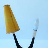 Vintage desk lamp with red and yellow 1950s lampshades