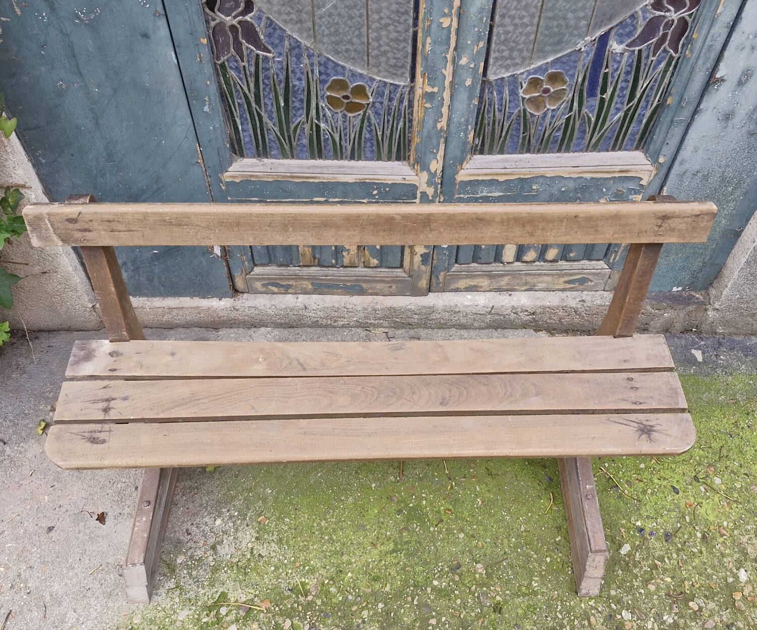 Antique wooden bench, France 19th century