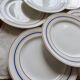 Vintage flat plates Céranord Saint-Amand red, blue, yellow stripes