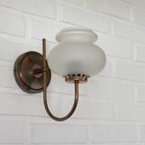 Vintage wall lamps / set of 3 / copper and ice glass rustic sconces