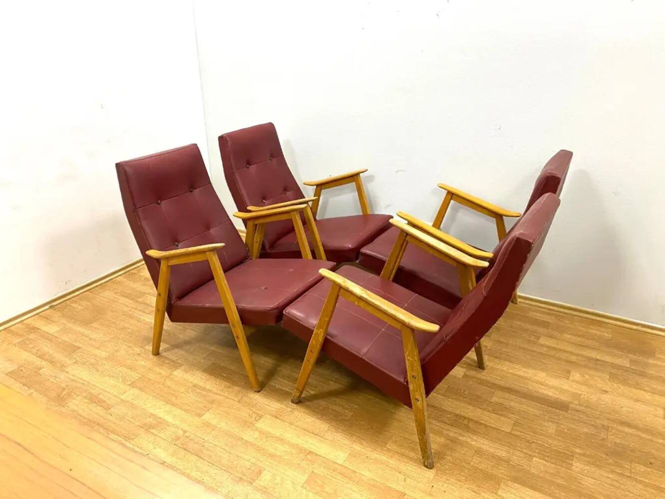 Set of 4 Retro Armchairs, Interior Prague, 1960s, Czechoslovakia