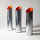 3 chrome-plated metal umbrella stands, 1970s
