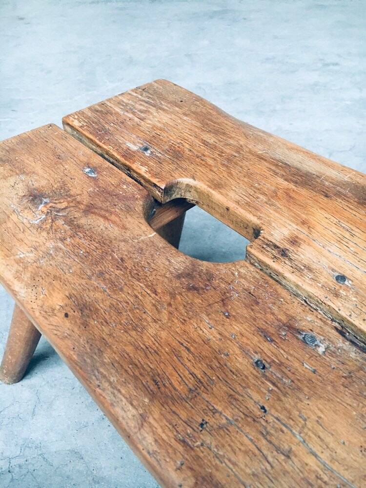 Folk Art Handmade Milk Stool, Late 1800s