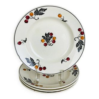 4 Longchamp iron earth soup plates, Aubépine model