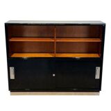Vintage Bauhaus Office Cabinet in Black Lacquer and Mahogany, 1930