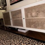 White wooden sideboard and canning