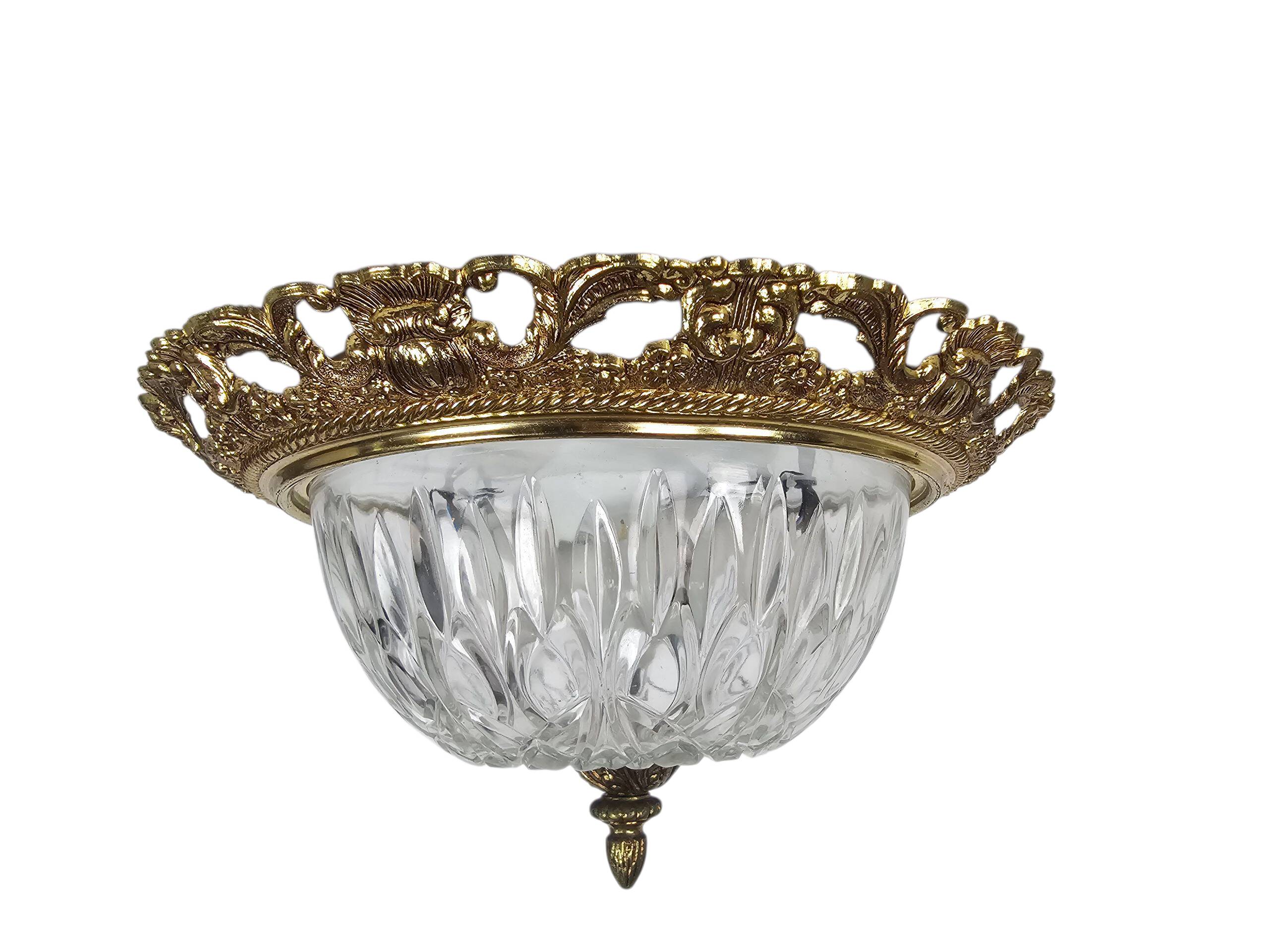 Massif - Style Hollywood Regency - laiton - verre - années 1970