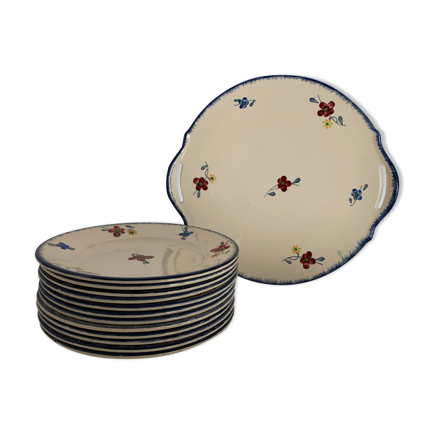 Dessert service 12 plates and 1 dish Mary Lou Digoin Sarreguemines