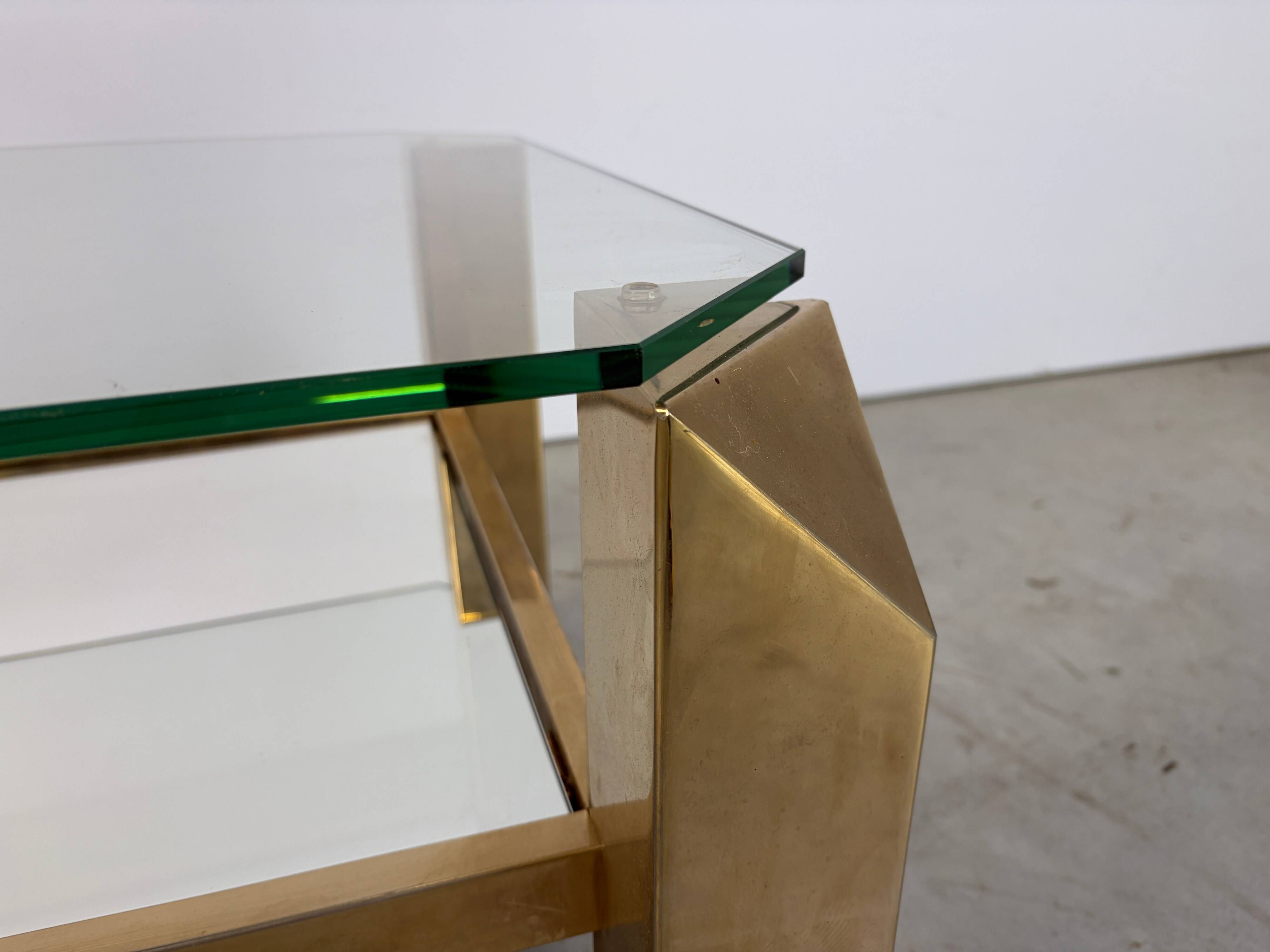 Vintage 23kt gold plate coffee table by Belgochrom, 1970s
