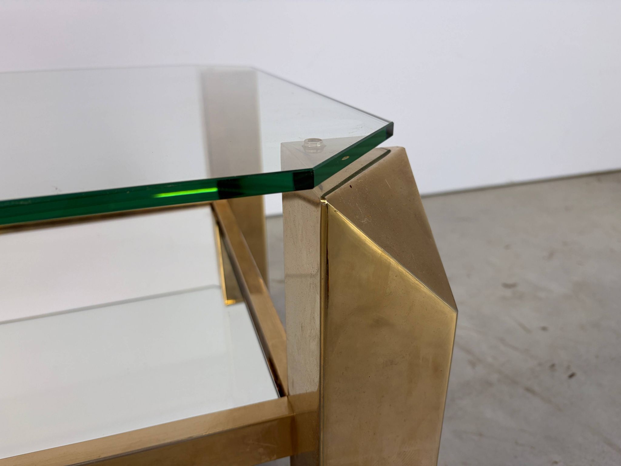 Table basse vintage en plaqué or 23 carats par Belgochrom, années 1970
