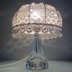 Bedside lamp glass foot and lampshade hook ecru / vintage 60s-70s
