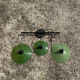 Ceiling light pendant lampshade enamelled green and white metal
