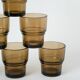 Set of 6 smoked glass water glasses, Design, 1970