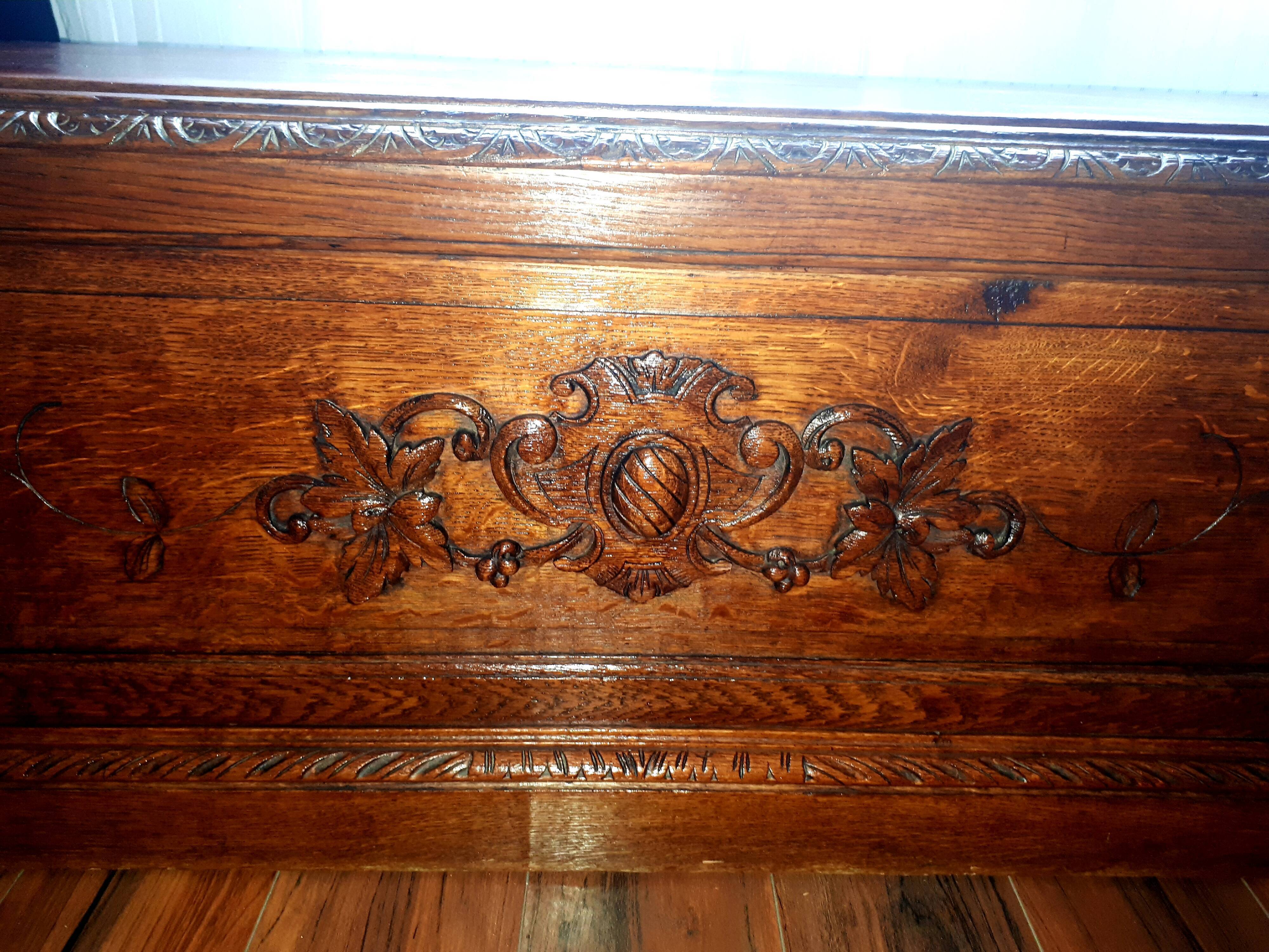 Large oak bench chest