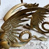 Paire de bougeoirs dragon laiton phoenix griffon