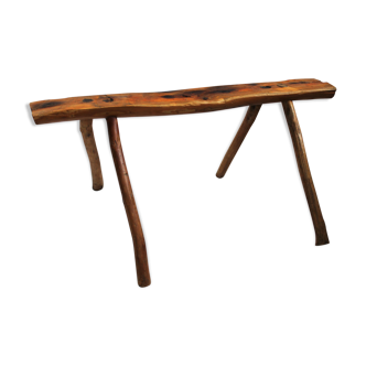 Brutalist tree wood bench