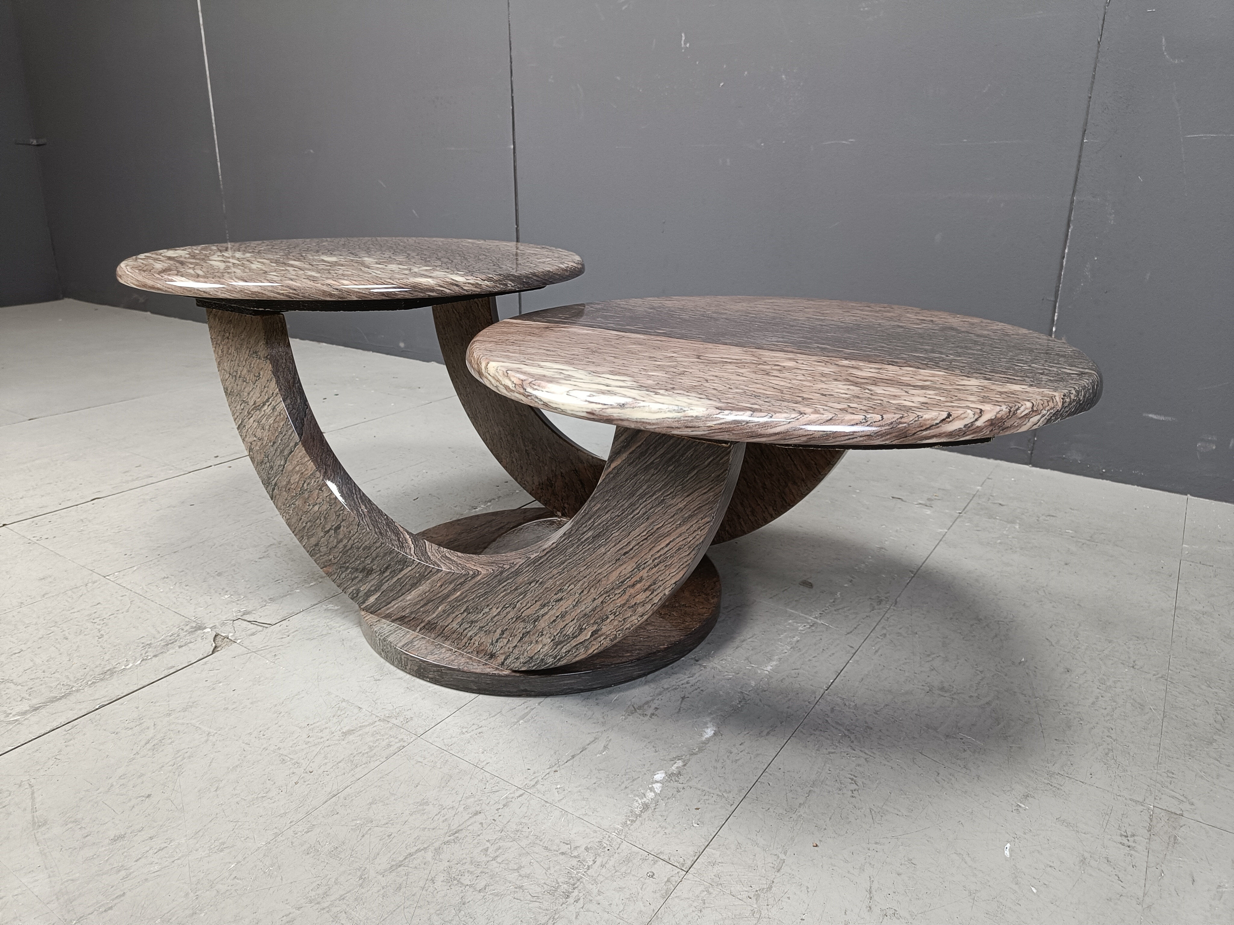 Vintage two tier marble coffee table, 1970s