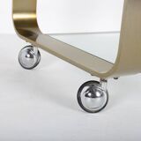 Vintage coffee table in gold metal and double glass top, 70s