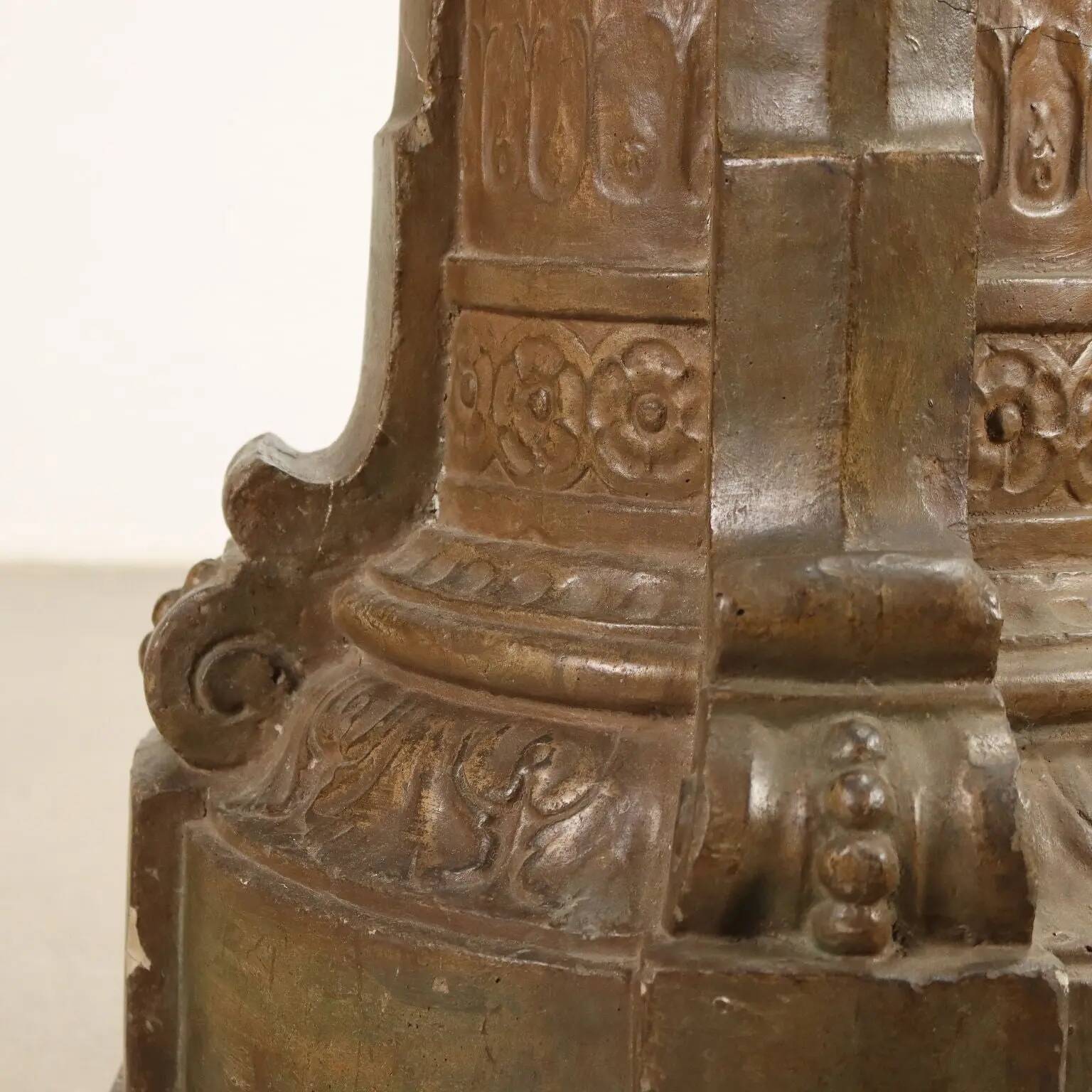Old classical style column in painted terracotta, Italy, 19th century.