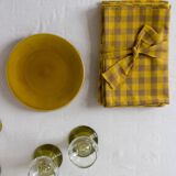 Serviette de table bistrot, carreaux ocres