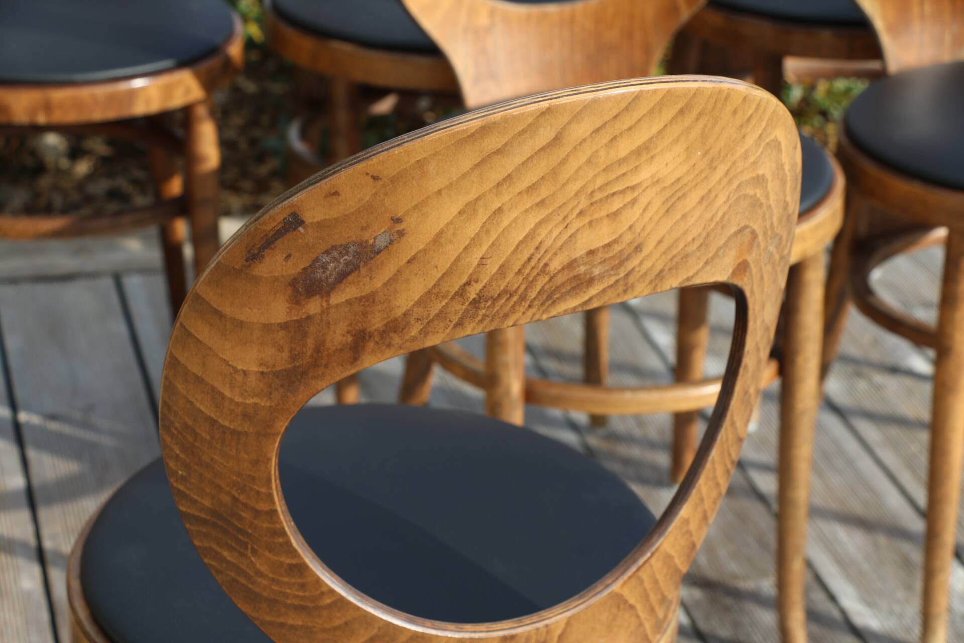 6 BAUMANN seagull chairs dark beech black skai