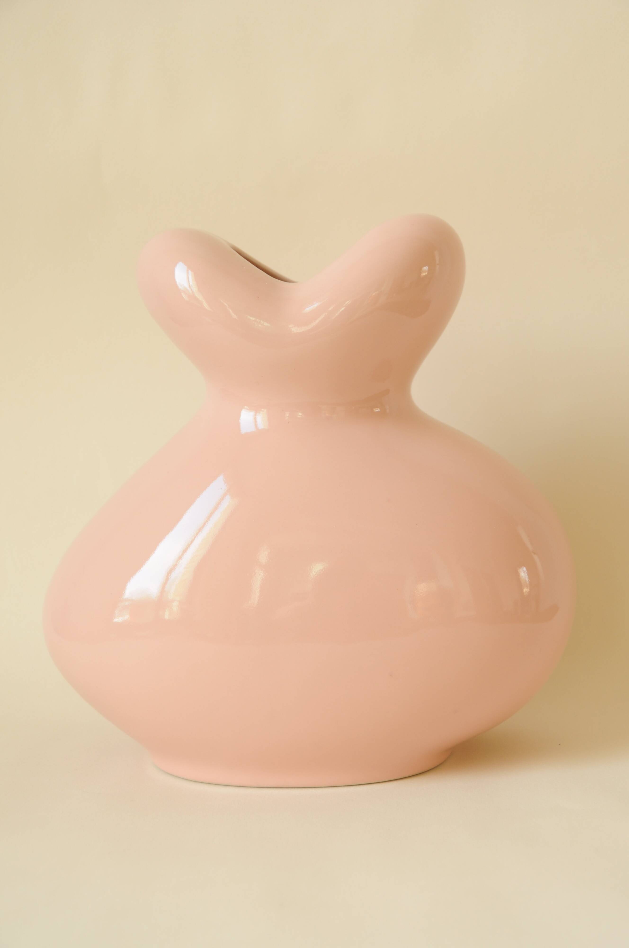 Pair of Colorful "Candy" Vases in Pink, Yellow and Green