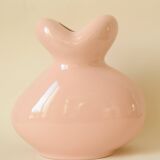 Paire de vases "bonbons" en céramique rose, jaune et vert