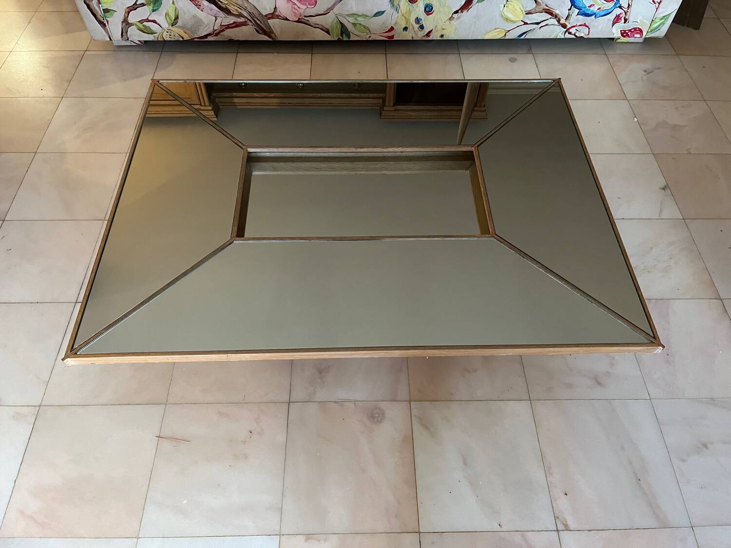 Oak and glass coffee table