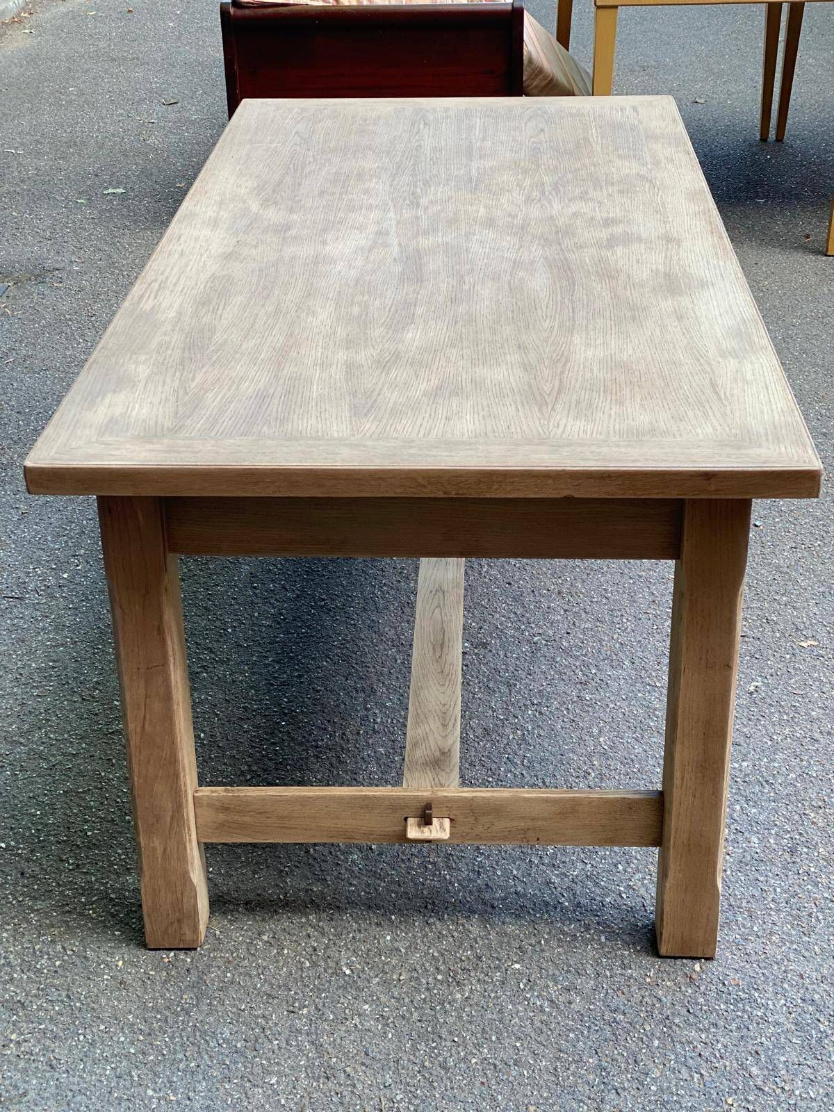Renovated farmhouse dining table in raw wood from the 20th century 185cm