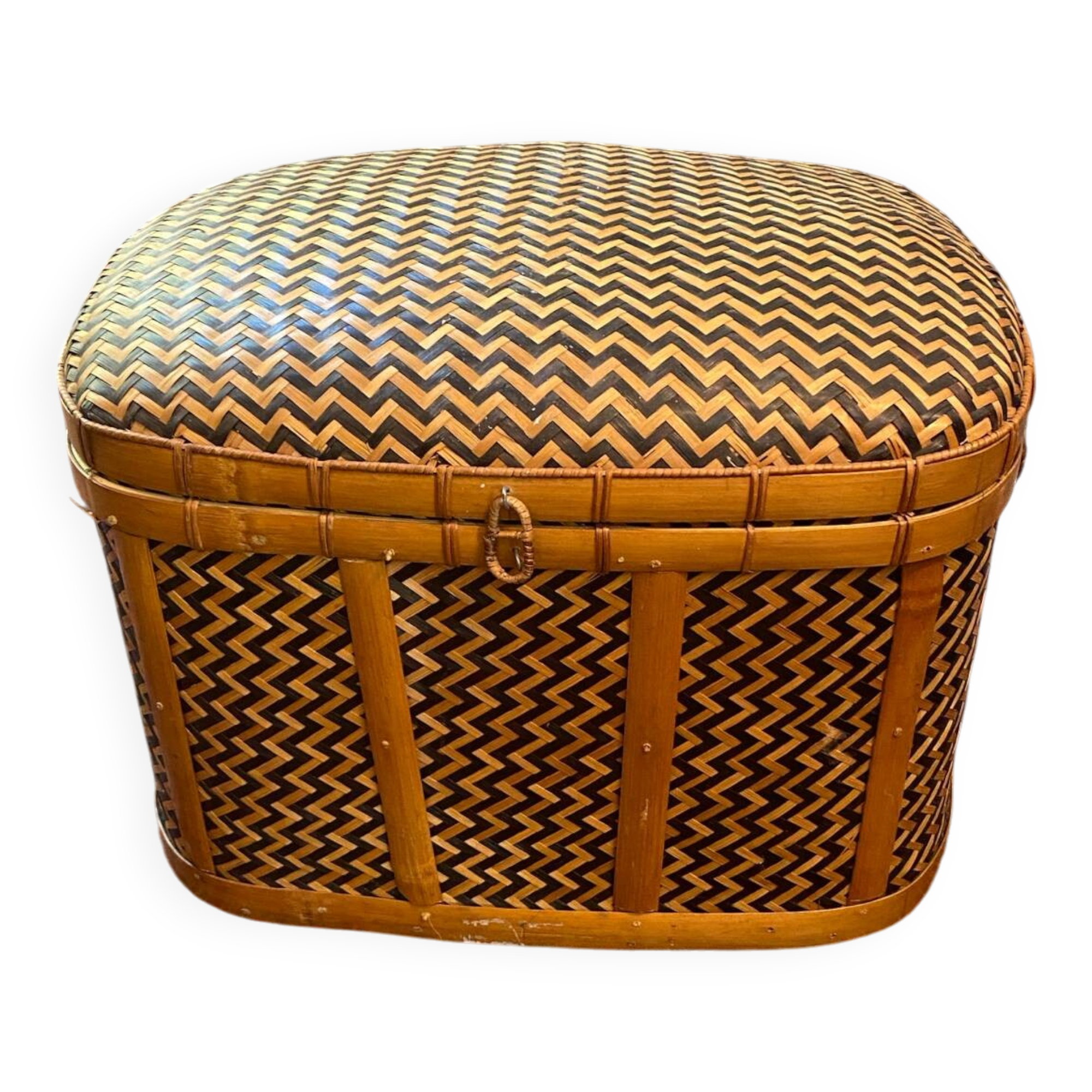 Woven bamboo storage chest
