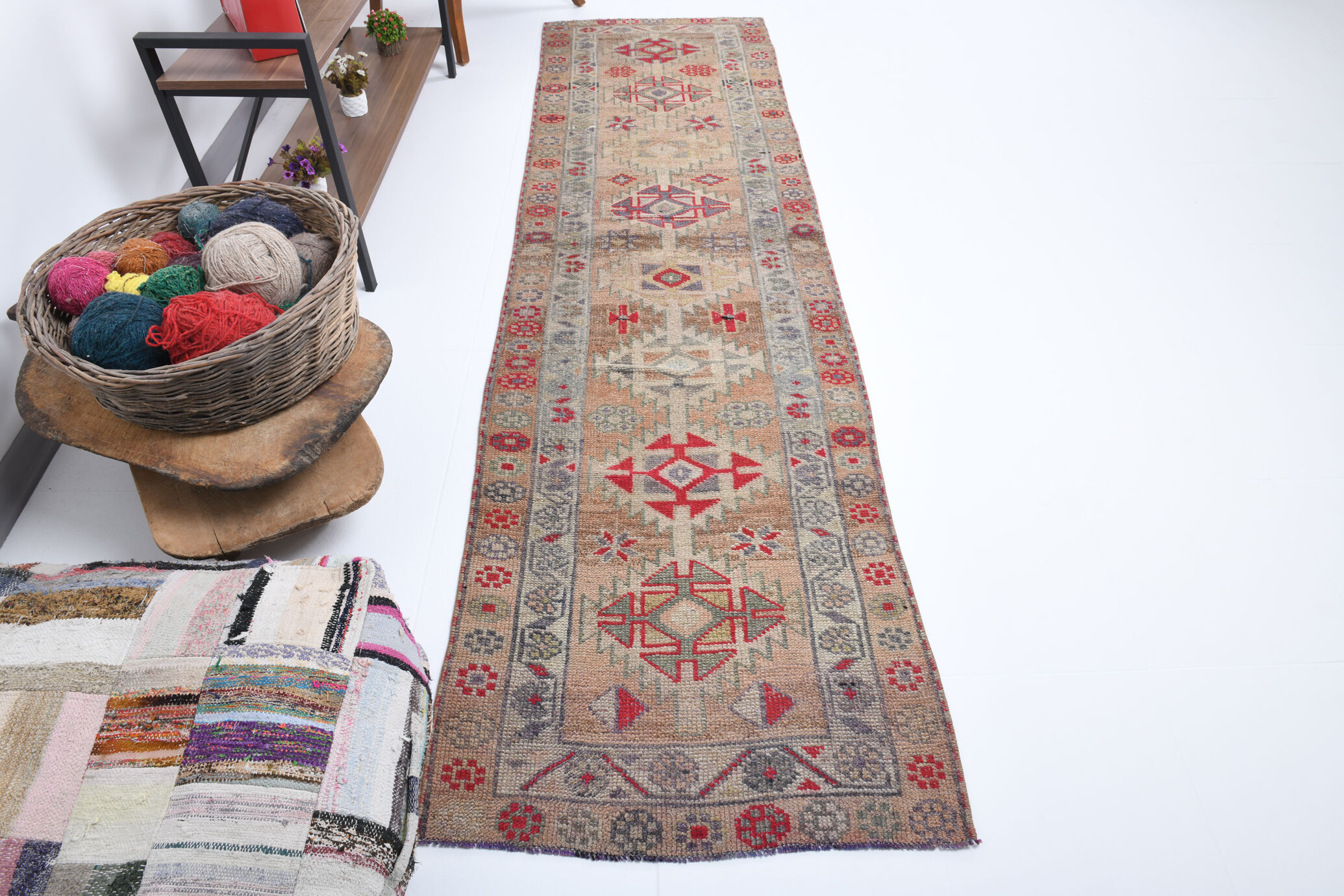 3x10 Turkish vintage runner rug, 80x292cm