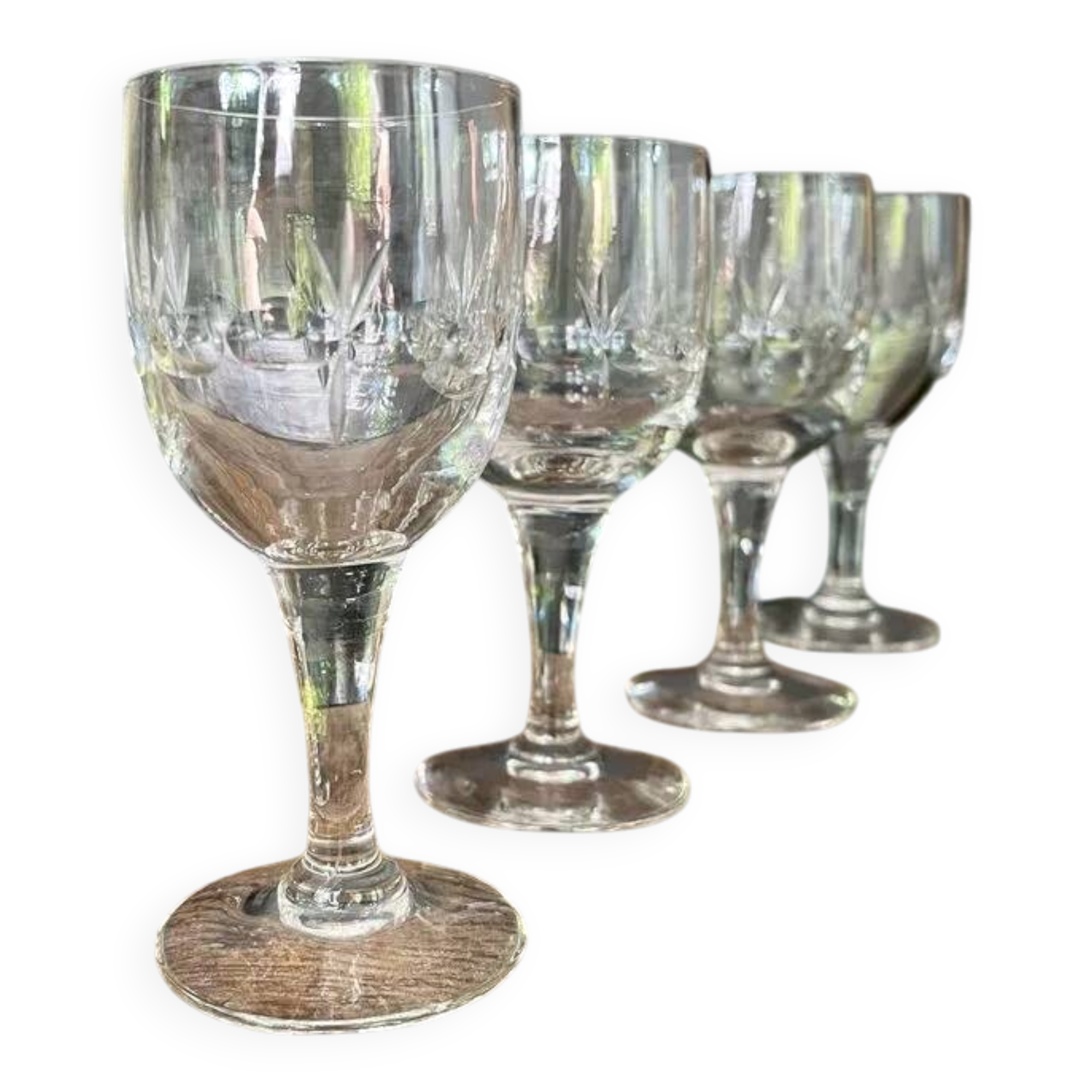 Cut crystal stemmed glasses