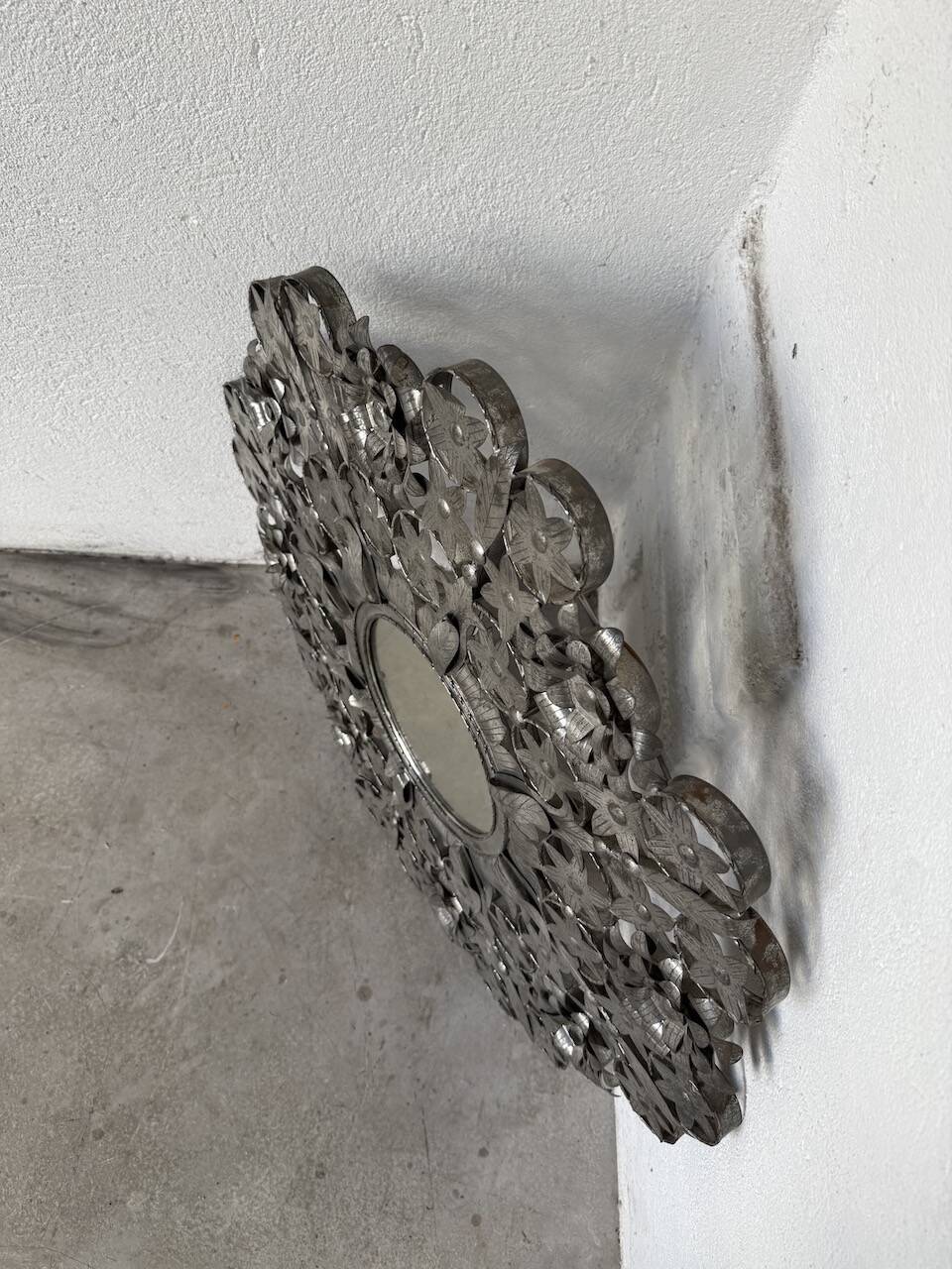 Vintage Mexican metal large mirror