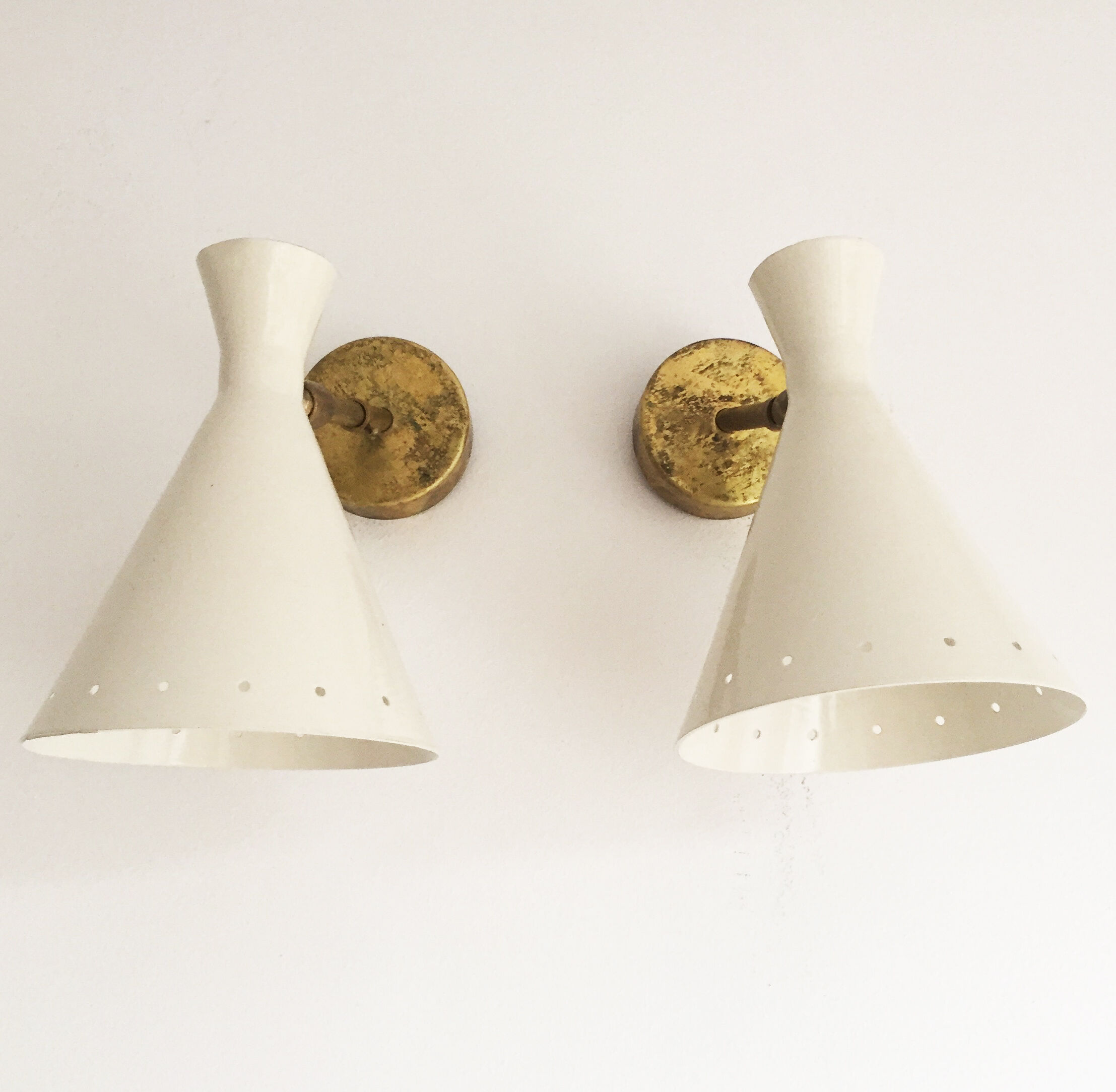 Suite of three italian design wall lamps 1950