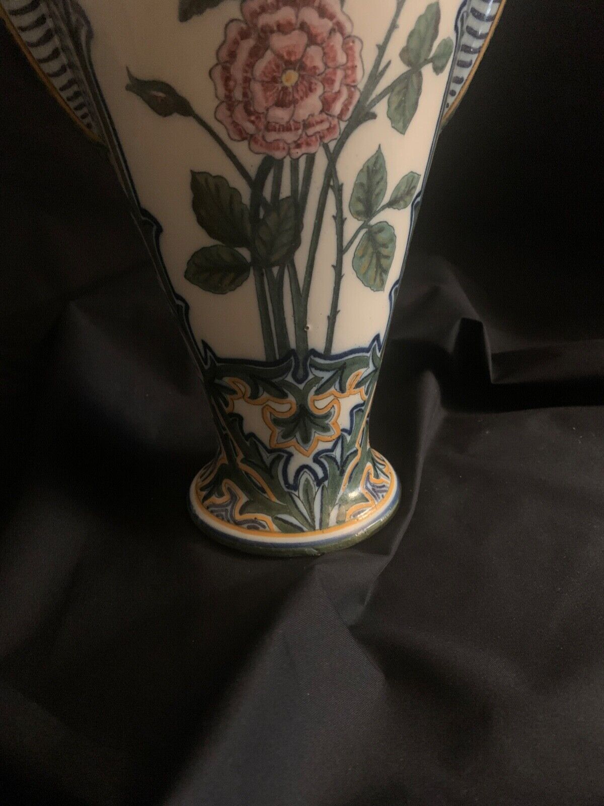 Henriot Quimper Vase, Signed HR, circa 1904-1922, numbered 13, Bretons, flowers