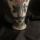 Henriot Quimper vase, signed HR, circa 1904-1922, numbered 13, Bretons, flowers.