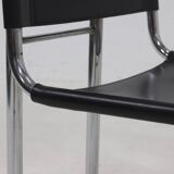 Set of 2 Italian Modern Saddle Leather and Chromed Steel Chairs 1980s