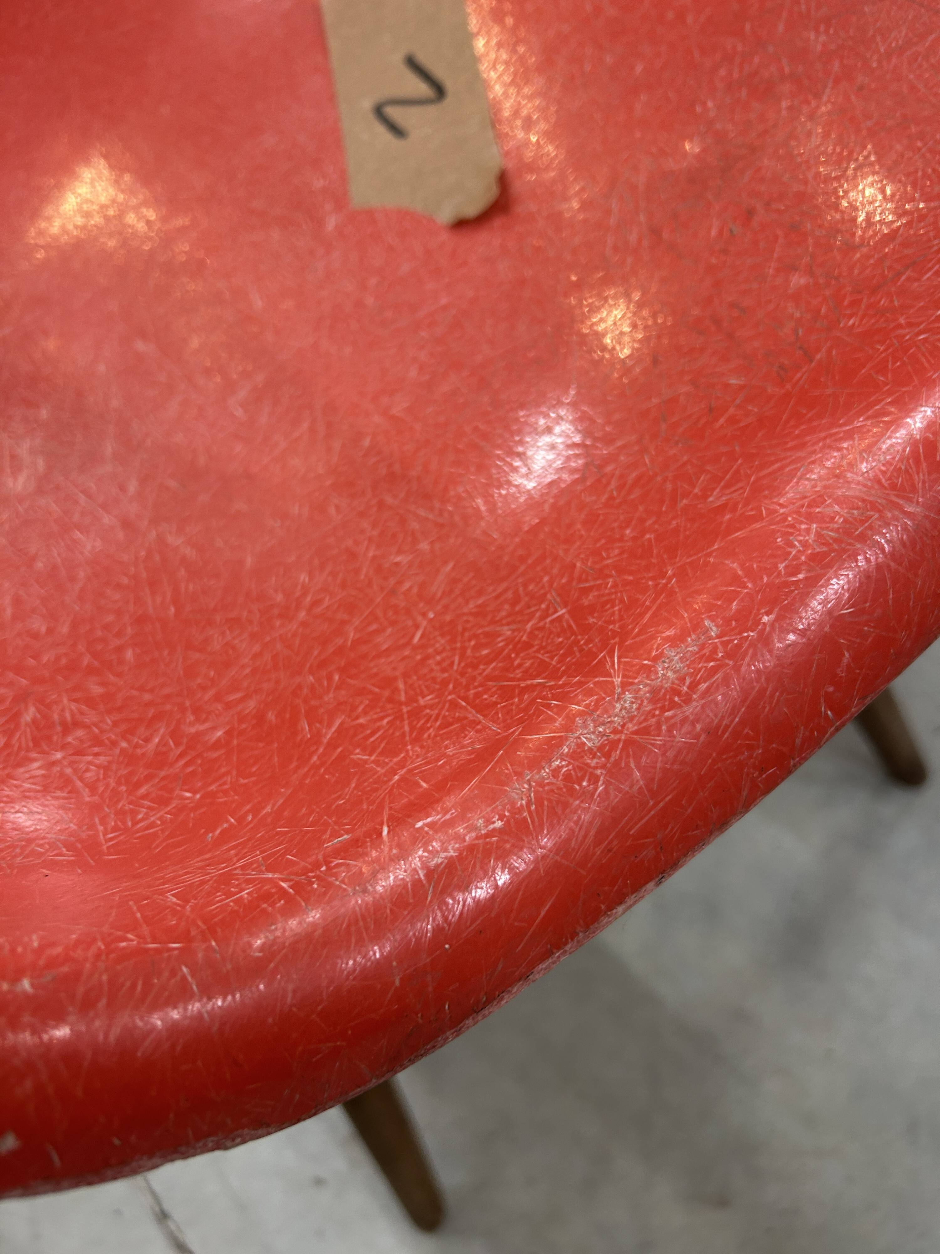 Set of 6 vintage red DSW chairs by Charles and Ray Eames