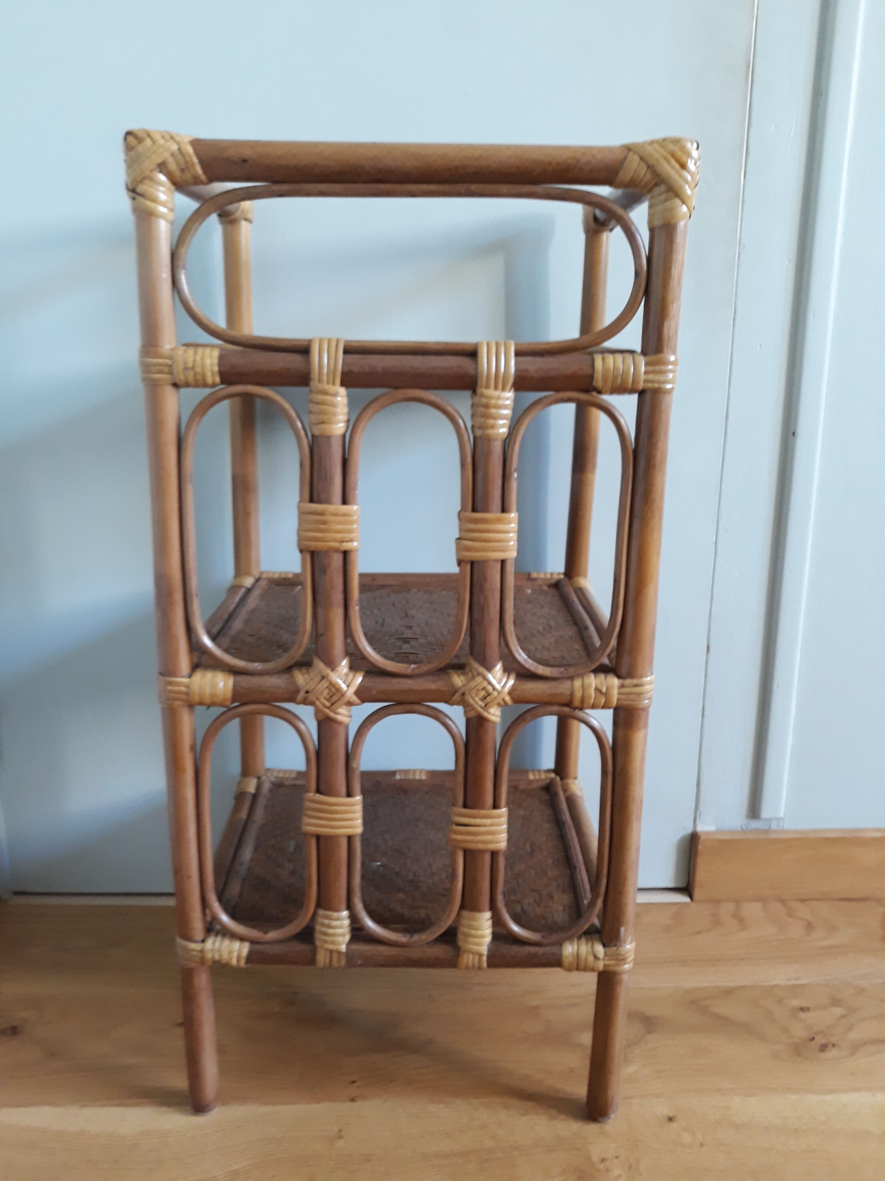 Light rattan shelf with canning
