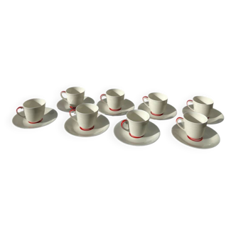 8 Limoges porcelain cups signed Vignaud