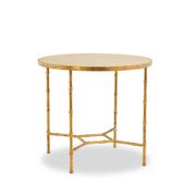 Golden metal side table with a grey marble top, 20th century.