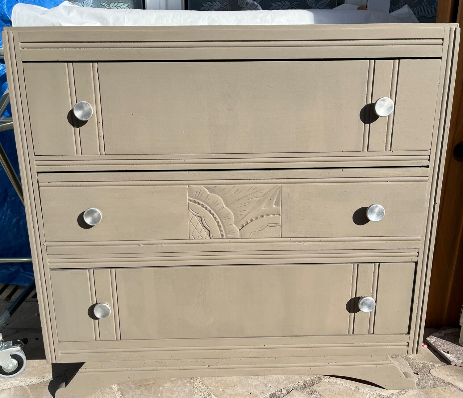 Wooden art deco chest of drawers