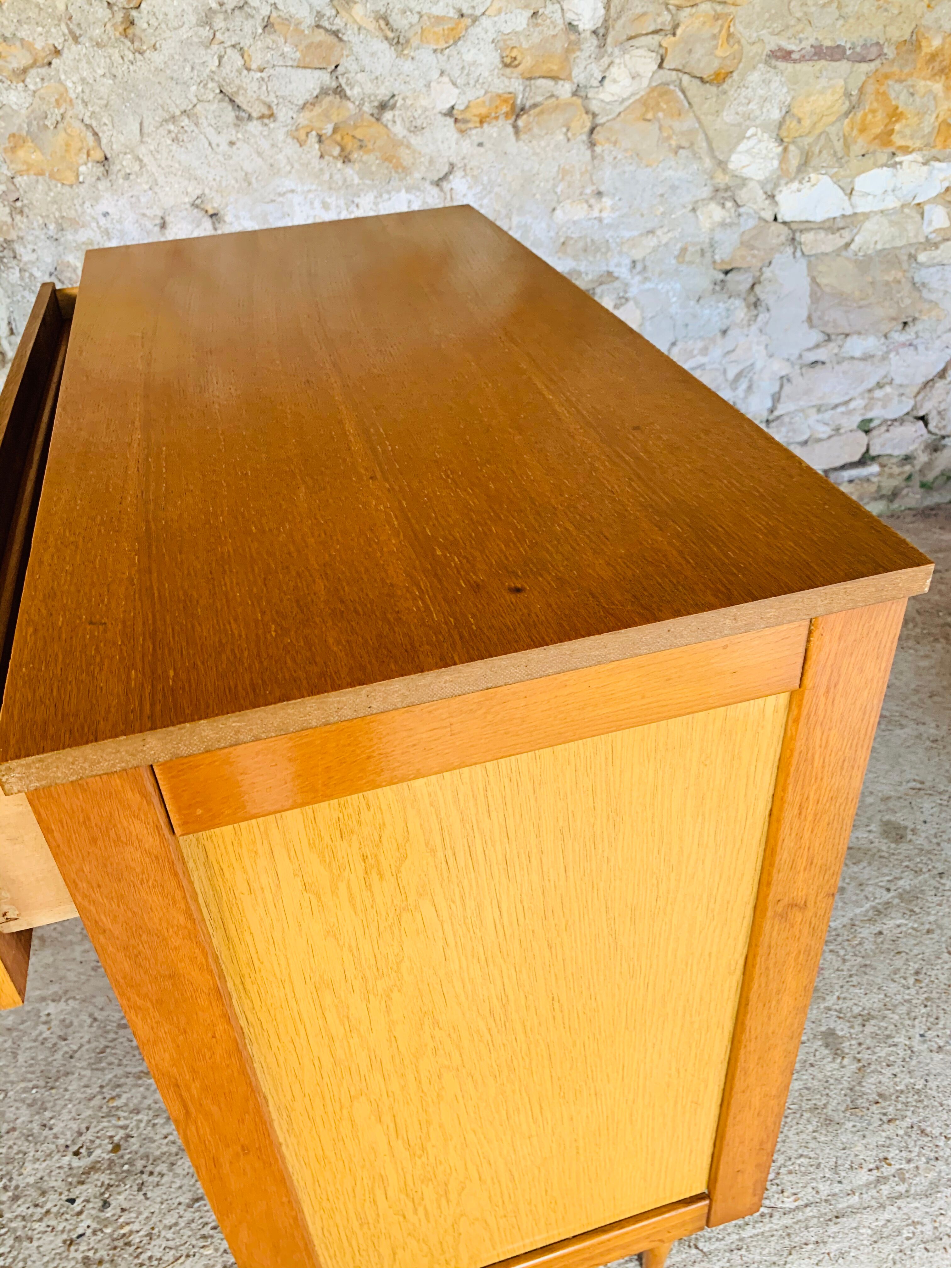 Two-color vintage chest of drawers with 4 drawers, circa 70's