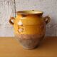 Small old yellow glazed terracotta pot