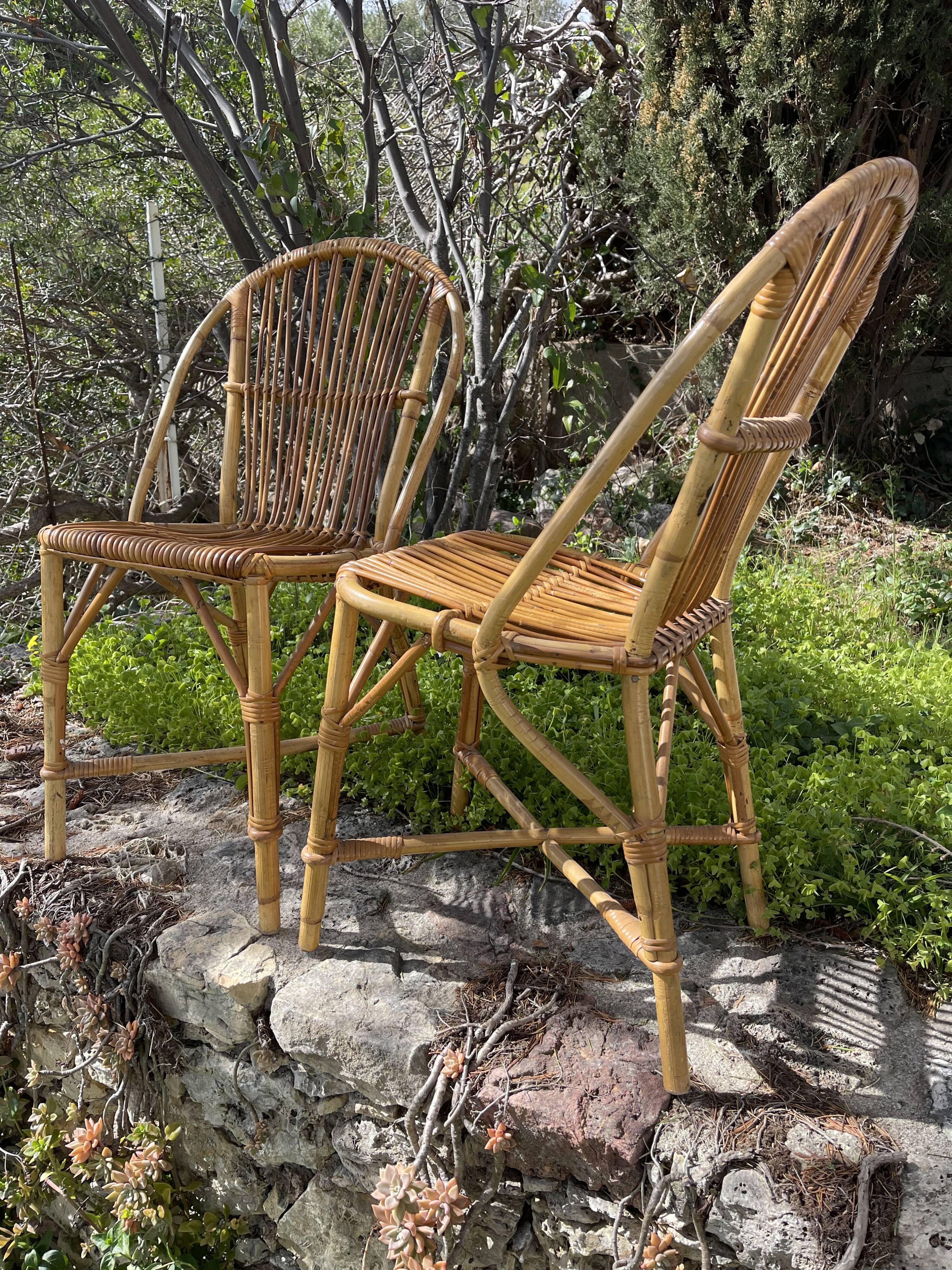 Paire de chaises rotin