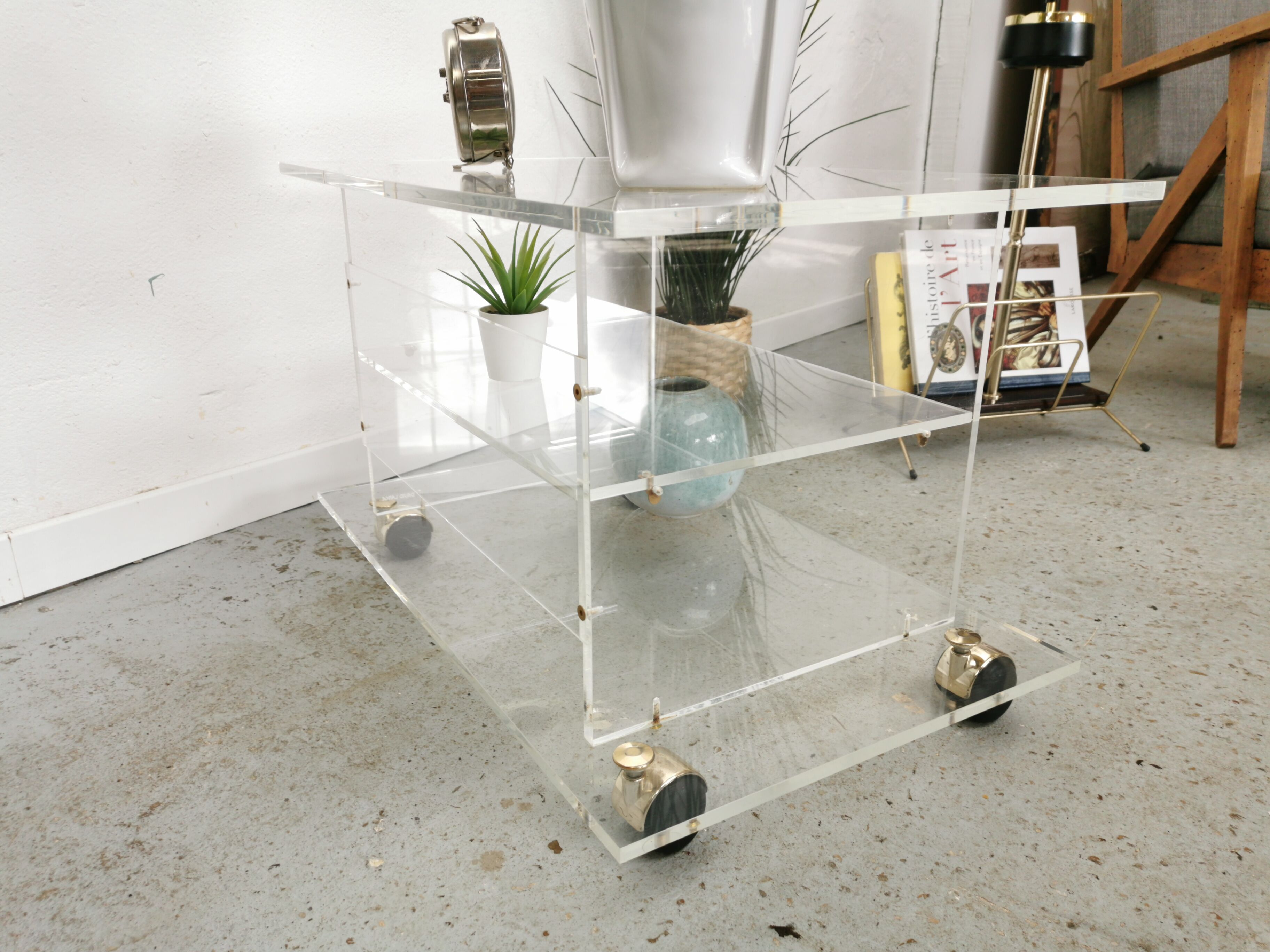 Vintage TV furniture David Lange plexiglass