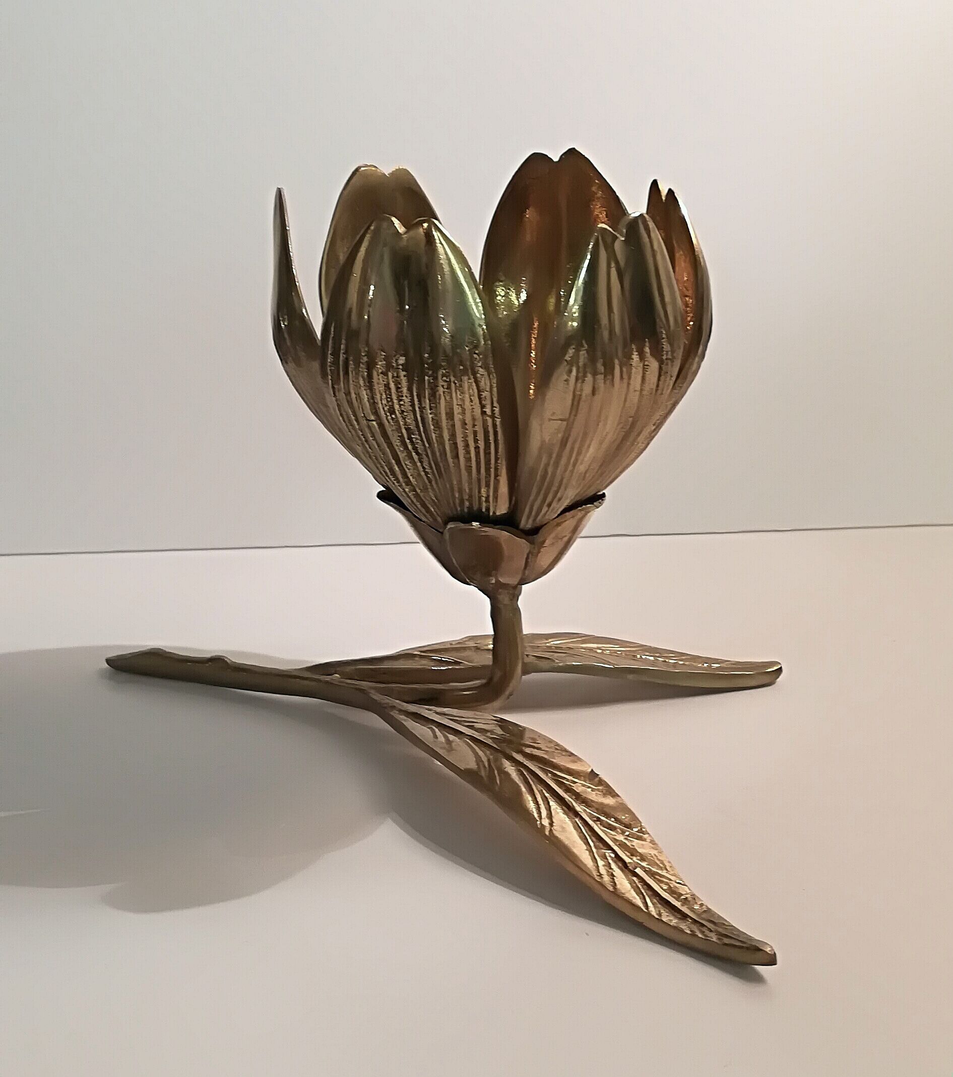 70s brass flower ashtray