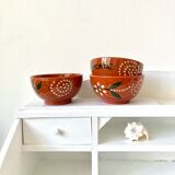 Vintage terracotta bowls decorated flowers