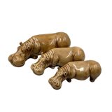 Mid-century Set of 3 ceramic hippos, Zaccagnini Italy 1950s