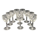 Aperitif glasses with chiseled Flowers pattern